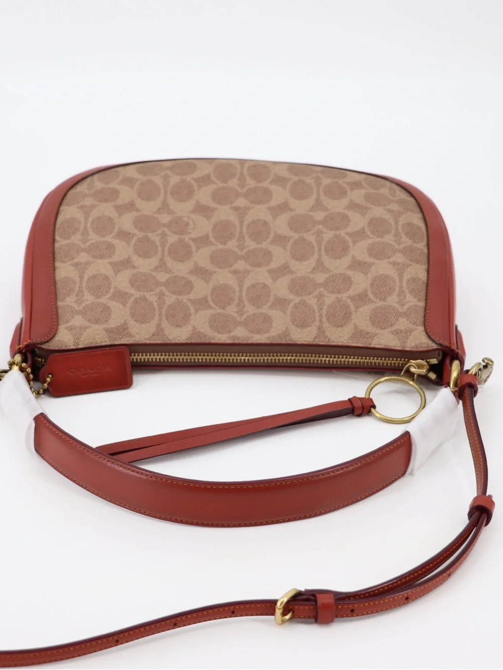 New Coach Signature Sutton Crossbody Shoulder Bag Tan Rust Authentic